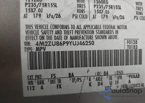 2000 Mercury Mountaineer from USA, damaged, VIN 4M2ZU86P9YUJ46250